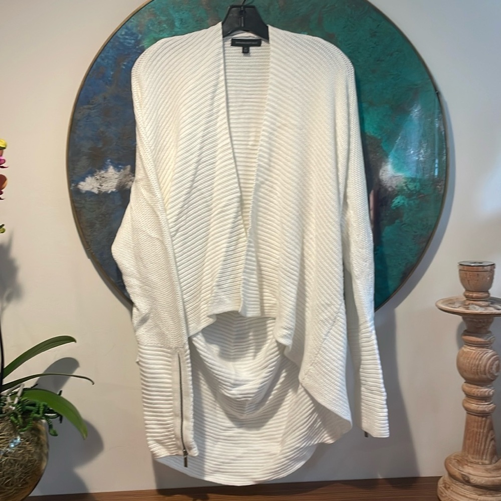 Banana Republic white cotton shawl style sweater